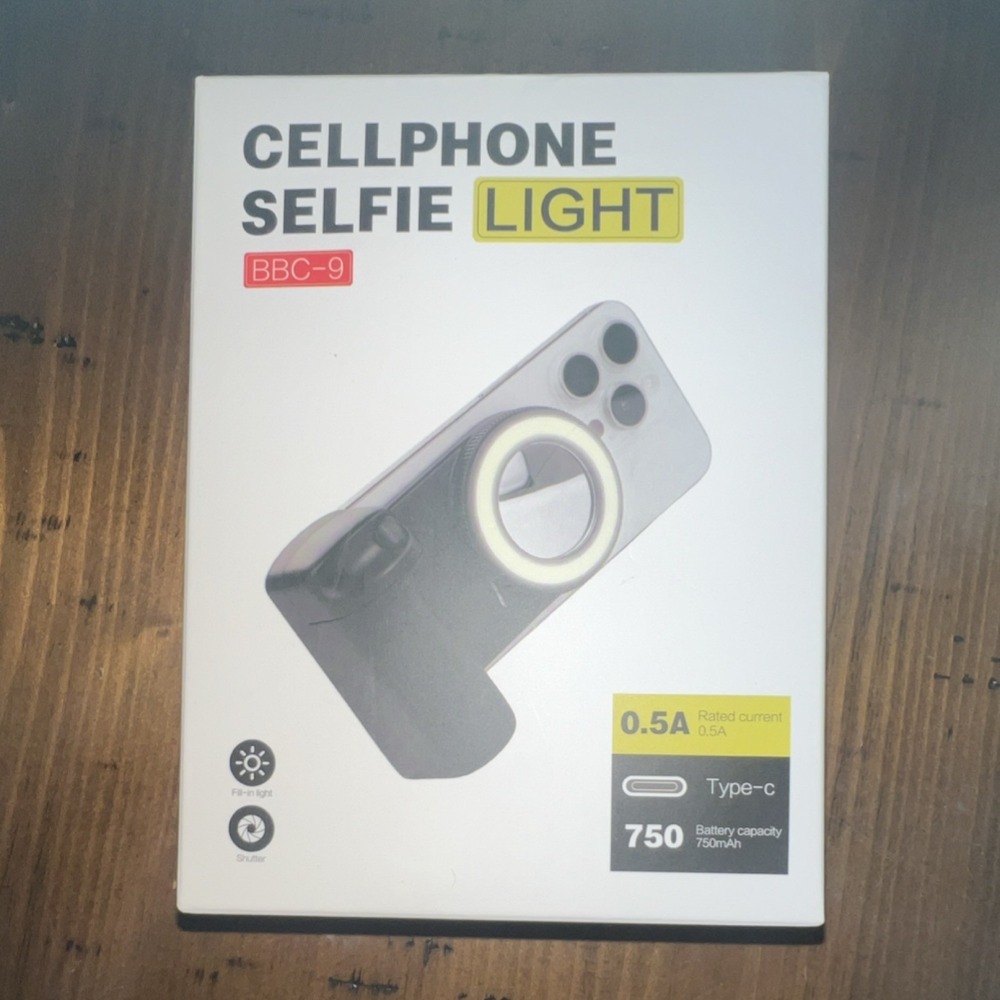 Selfie Light BBC-9 Black 750mAh Type-C Fill-in Light Shutter 117x83mm